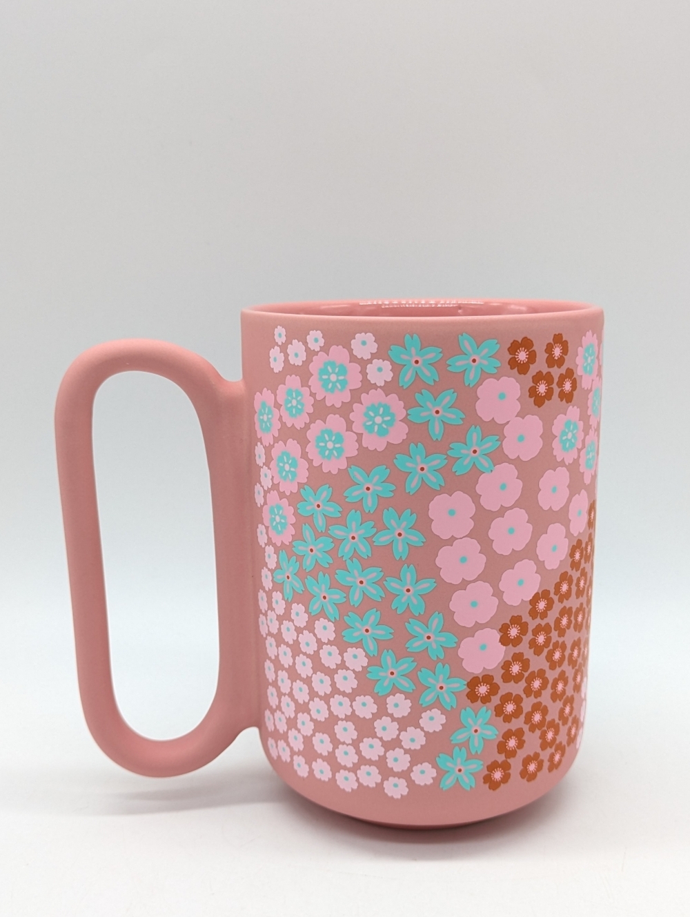 ✨3/$15 Thyme & Table Pink Blue Orange Floral Soft Touch Ceramic Coffee Mug